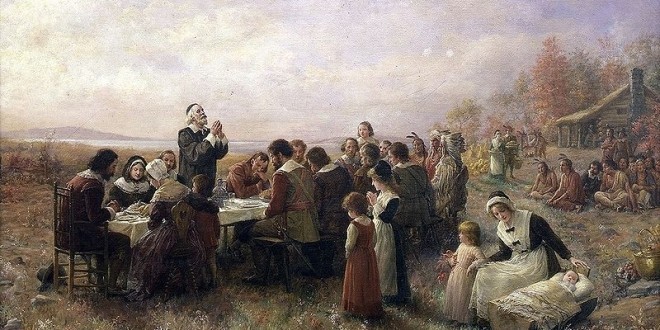 The First Thanksgiving at Plymouth by Jennie Brownscombe