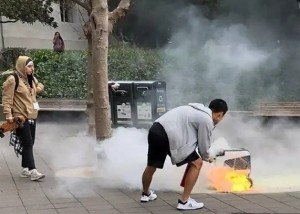 KiwiBot on fire at UC Berkley