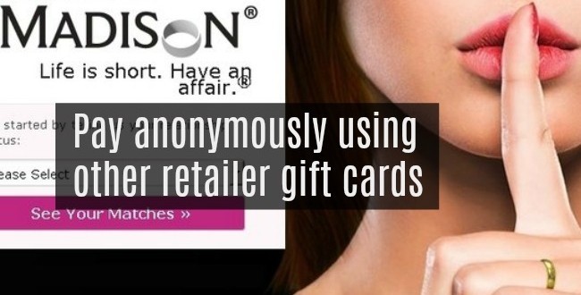 Ashley Madison payments with gift cards