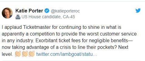 Rep Katie Porter condems Ticketmaster