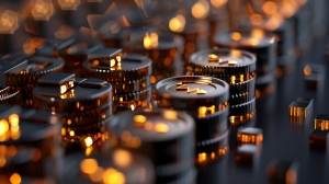 Abstract digital city of coins